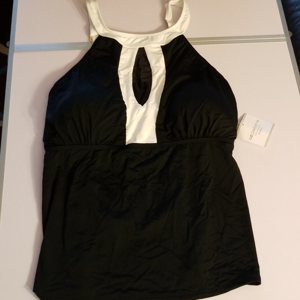 liz Claiborne black & white swimwear top